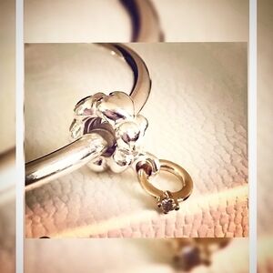 💍 STUNNING Retired Pandora "I Do!" 2 Tone Charm With 0.02 Ct Real Diamond 💎